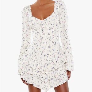 Floral Cream Long Sleeve Dress